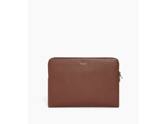 Pochette ordinateur 14" en cuir grainé