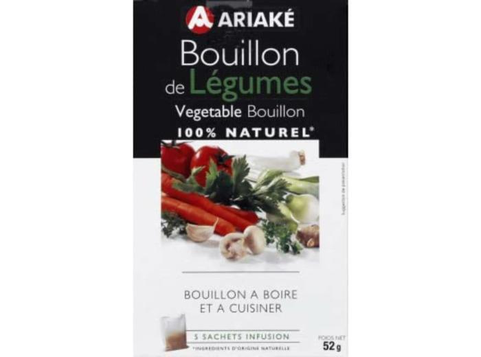 Ariaké Bouillon de légumes, à boire et à cuisiner, 100 % naturel - Les 5 sachets infusion, 52g