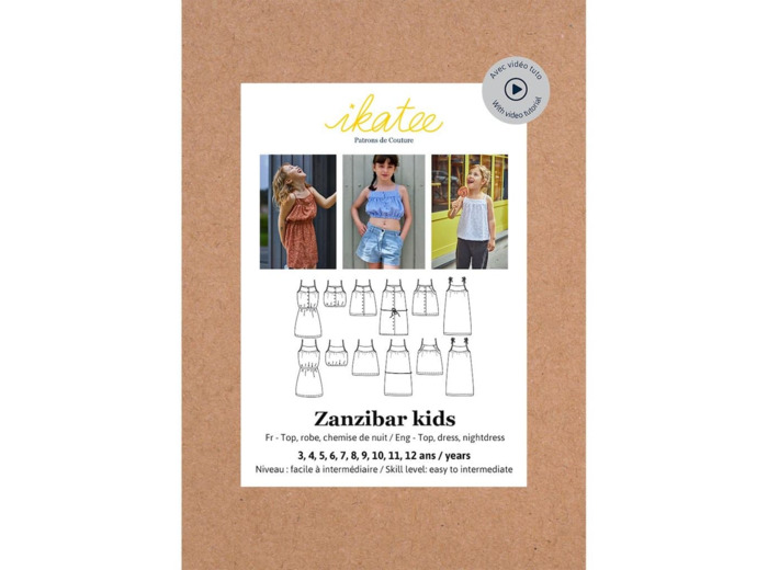 Ikatee – Patron Enfant Robe, Top ou Chemise de Nuit "Zanzibar" de 3 à 12 ans