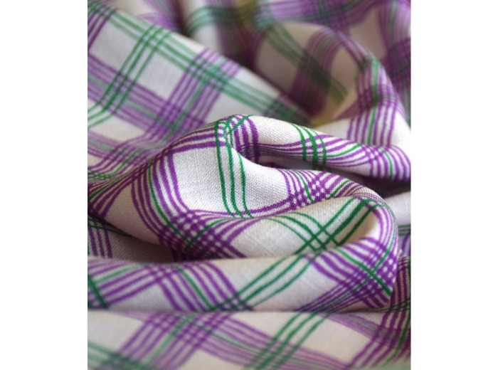Singulière par Cousette - Tissu Viscose Tramé "Harry's Checks Purple" - coupon