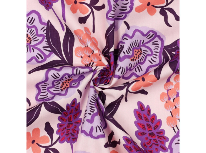 Nerida Hansen - Popeline de Coton "FRESH FLOWERS" Rose Pastel