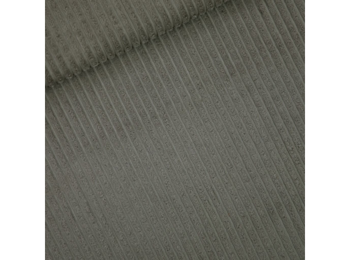 See You at Six - Tissu Velours Côte Large Uni Couleur Olive Fumée