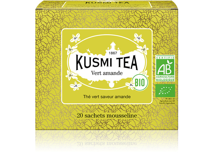 Thés Aromatisés Verts Vert Amande bio - Etui 20 sachets mousseline - 40gr