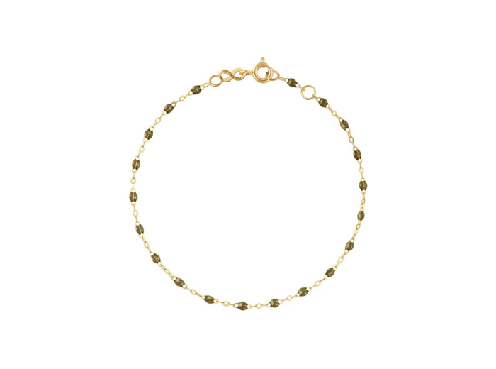 Bracelet Gigi Clozeau Classique en or jaune et résine kaki, 17cm