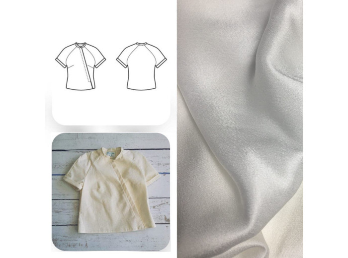 Christine Charles – Kit Couture Top Raglan Ismérie Crêpe Satin Uni Couleur Blanc