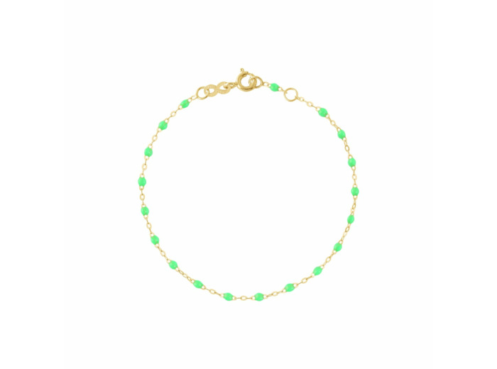 Bracelet Gigi Clozeau Classique en or jaune et résine vert fluo, 17cm