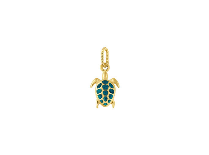 Pendentif Gigi Clozeau Tortue en or jaune et résine jungle