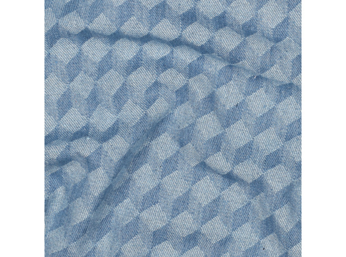 Sélection Coup de coudre - Tissu Denim Bleu Clair à Motif Cube 3D
