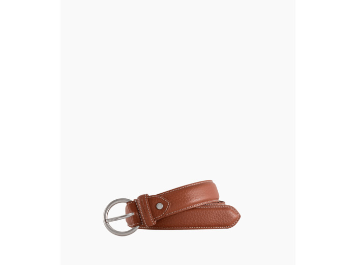 Ceinture femme avec boucle ronde en cuir grainé