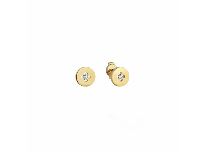 Boucles d'oreilles puces Arthus Bertrand Royale en or jaune polie et diamants