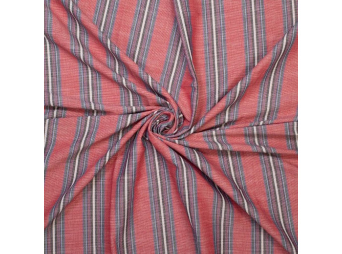 Sélection Coup de coudre - Tissu Jacquard de Coton à Motif Rayures Tissés sur le Fond Rouge - coupon 1,5 m