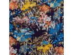 See You at Six - Tissu Satin de Viscose Ecovero Imprimé "Wild Flowers" sur le Fond Bleu du Soir