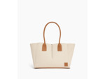 Grand sac cabas Elena en toile coton et cuir grainé