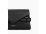 Sac pochette avec bandoulière double rabat Emilie en cuir grainé