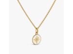 Médaille Arthus Bertrand Étoile en or jaune poli, laque ivoire  et diamant, 10mm