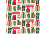 Sélection Coup de coudre - Tissu Popeline de Coton Imprimé Paquets Cadeaux "Christmas Miniatures" sur le Fond Blanc Crème