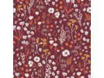 Cotton+Steel Fabrics - Tissu Popeline de Viscose Imprimé Fleurs de Champs "Dear Isla" sur le Fond Bordeaux - coupon 3,5 m