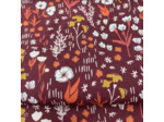 Cotton+Steel Fabrics - Tissu Popeline de Viscose Imprimé Fleurs de Champs "Dear Isla" sur le Fond Bordeaux - coupon 3,5 m