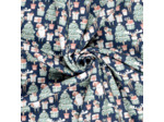 Sélection Coup de Coudre - Tissu Jersey Sweat de Coton Gratté à Motif Sapins de Noël sur le Fond Bleu