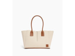 Grand sac cabas Elena en toile coton et cuir grainé