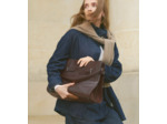 Sac porté épaule modèle maxi Emie en cuir lisse et refente de velours