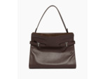 Sac porté épaule modèle maxi Emie en cuir lisse et refente de velours
