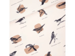 See You at Six - Tissu French Terry de Coton Imprimé "Ornithology" sur le Fond Légèrement Beige
