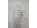 Étui à clés de voiture kwmobile pour clé de voiture Renault Smartkey à 4 boutons (Keyless Go) - Étui en similicuir noir / blanc - Motif rayures rallye