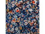 See You at Six - Tissu Satin de Viscose Ecovero Imprimé "Flore Joy" sur le Fond Bleu Océana