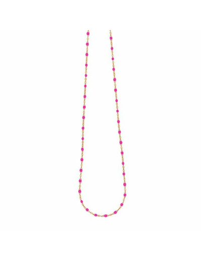 Collier Gigi Clozeau Classique en or rose et résine rose bonbon, 42cm