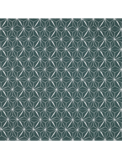 Sélection Coup de coudre - Tissu Popeline de Coton Enduit Imprimé Asanoha sur le Fond Vert Sauge