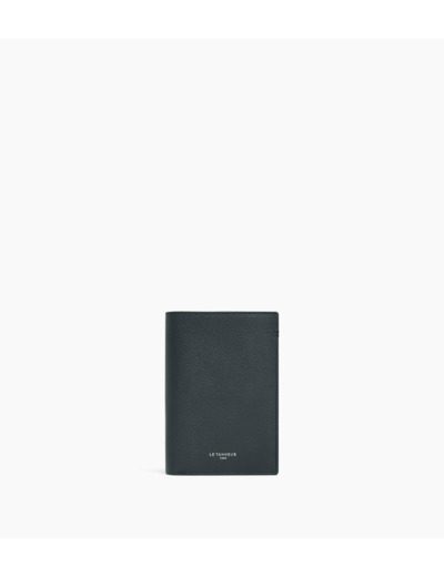Portefeuille vertical moyen modèle zippé 2 volets Lucien en cuir grainé