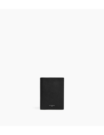 Grand portefeuille vertical zippé Lucien en cuir grainé