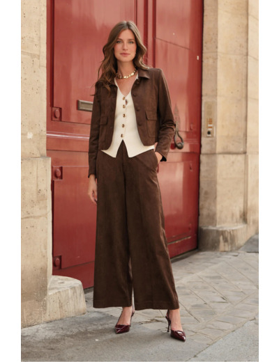 pantalon diane en daim marron