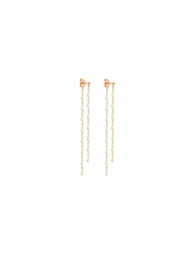 Boucles d'oreilles Gigi Clozeau en or rose et résine blanche