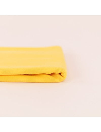 See You at Six - Tissu Jersey Bord-Cotes Uni Couleur Jaune Millefeuille