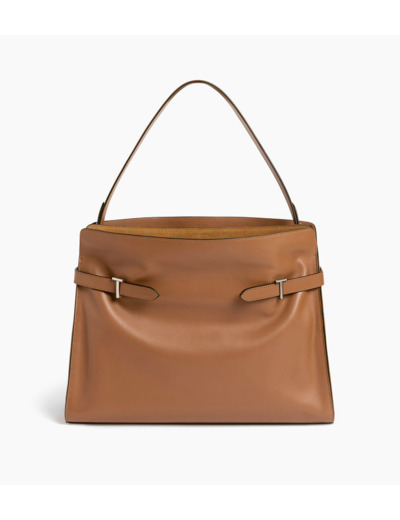 Sac porté épaule modèle maxi Emie en cuir lisse et nubuck