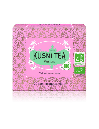 Thés Aromatisés Verts Vert rose Bio - Etui 20 sachets mousseline - 40gr