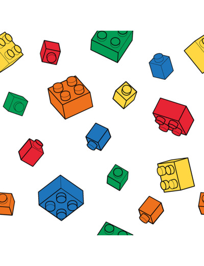 Sélection Coup de coudre - Popeline de Coton Motif Briques de Construction Multicolores