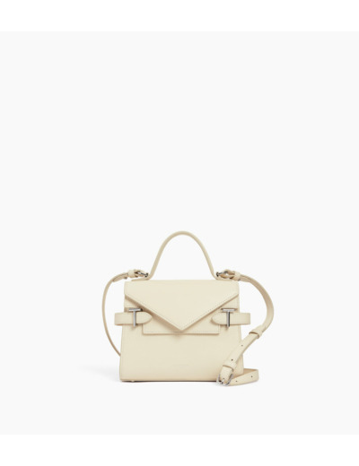 Petit sac à main double rabat Emilie en cuir grainé