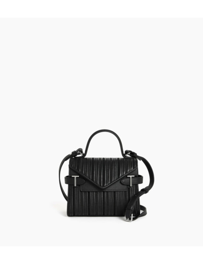 Petit sac à main double rabat Emilie en cuir tressé réemployé