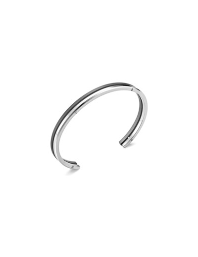 Jonc Herbelin Newport Duo en acier poli et titane sablé