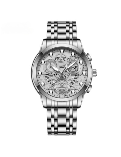 Montre Homme Lumineux Étanche en Acier Inoxydable 2451YY - Argent