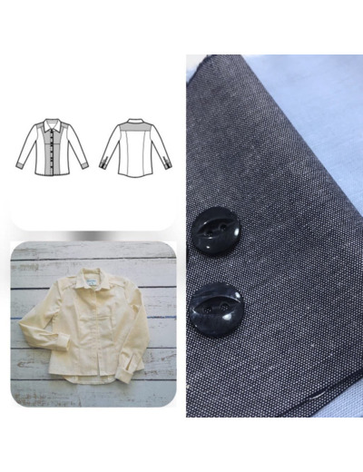 Christine Charles – Kit Couture Chemise Adelise Couleur Bleu Ciel et Bleu Marine