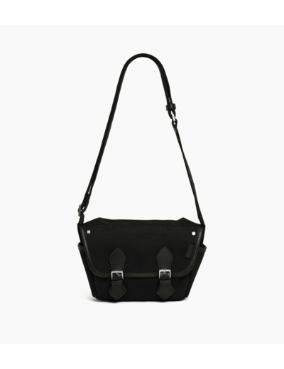 Petit sac bandoulière Solveig en toile coton et cuir lisse