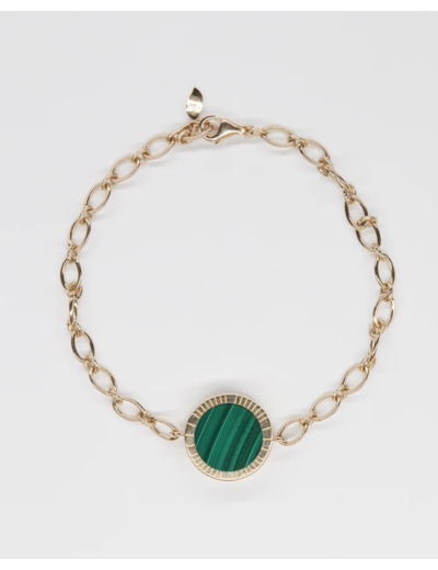 Bracelet - Chaîne maillon ovale - Grand - Malachite vert