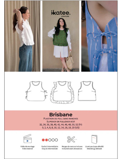Ikatee – Patron Femme Pull sans manche "Brisbane" du 32 au 52