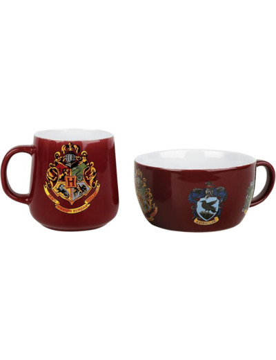 [BOL] HARRY POTTER Set Petit Déjeuner Mug + Bol Emblèmes
