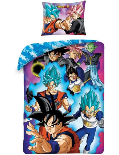 [LITERIE] Dragon ball - Goku Vegeta - Parure de lit réversible 140 x 200 cm et taie d'oreiller 70 x 90 cm