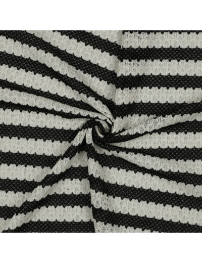 Sélection Coup de coudre – Tissu Maille Jacquard à Rayures Blanches et Noires avec Luréx